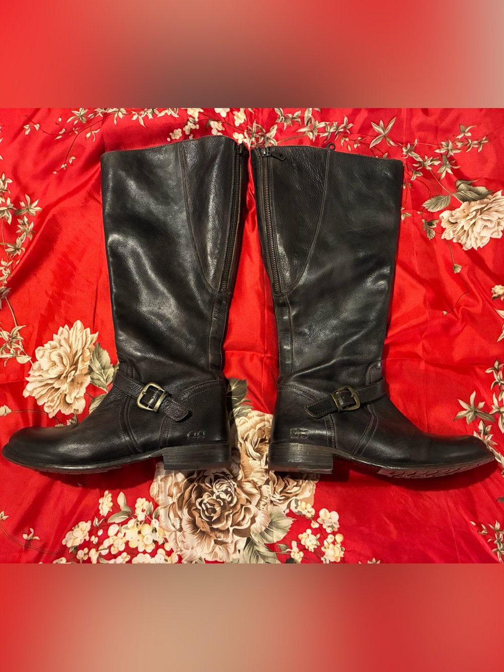 WIDE CALF**RARE** Genuine Leather Bed Stu Knee High Grunge Moto Boots - Picture 5 of 13